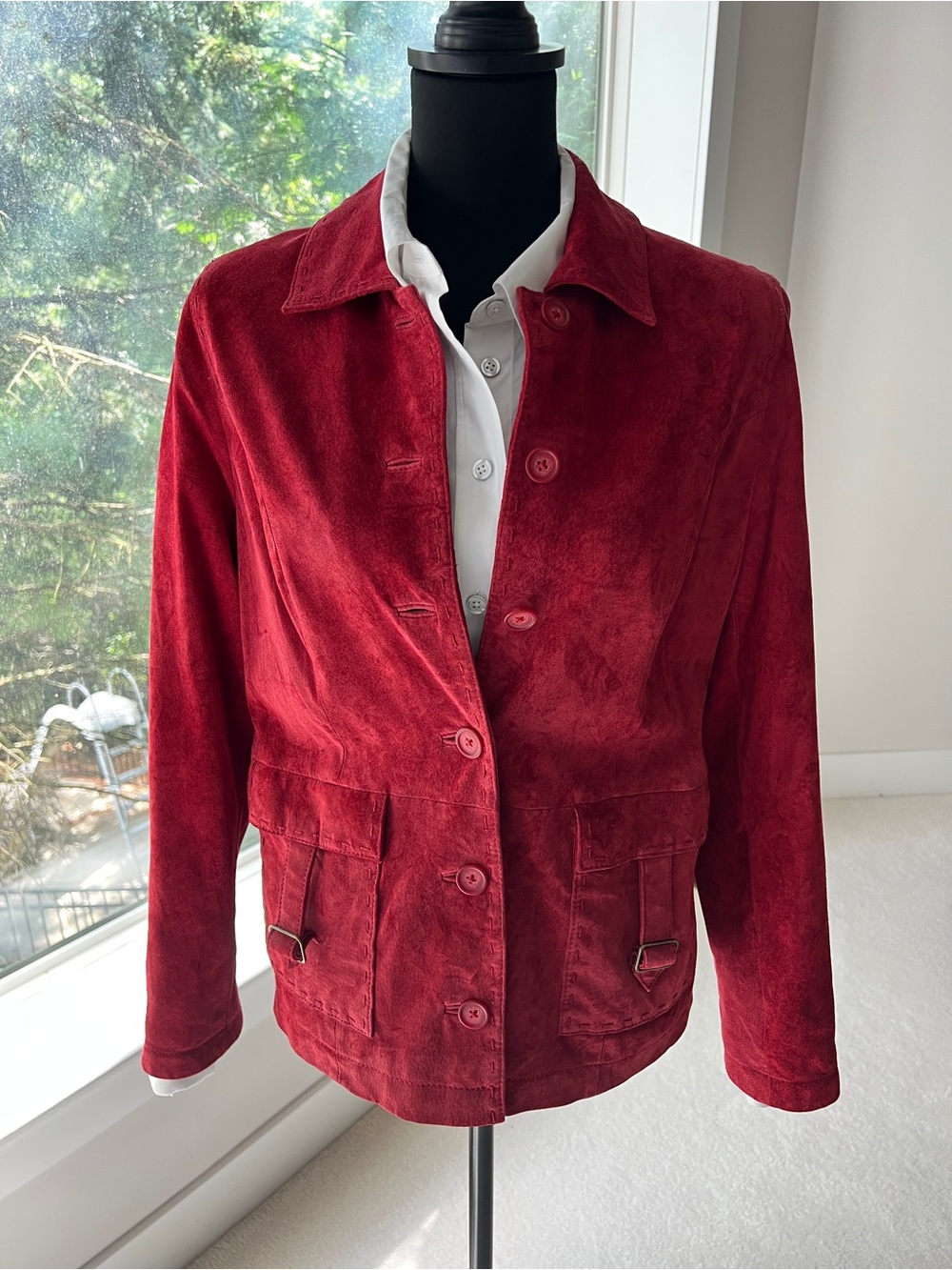 Country Shop Women's Red Suede Button Jacket